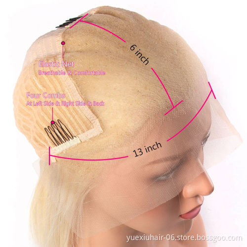 Virgin Cuticle Aligned Brazilian Human Hair Colored Lace BOB Wigs 613 Blonde Lace Front wig 8 inch bob wig